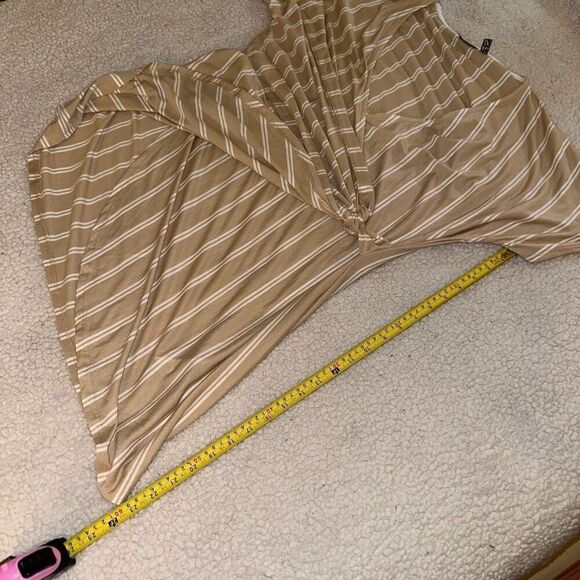 ASOS Women’s Tan White Stripe Jersey Wrap Dress Size 8 EUC - Picture 9 of 10